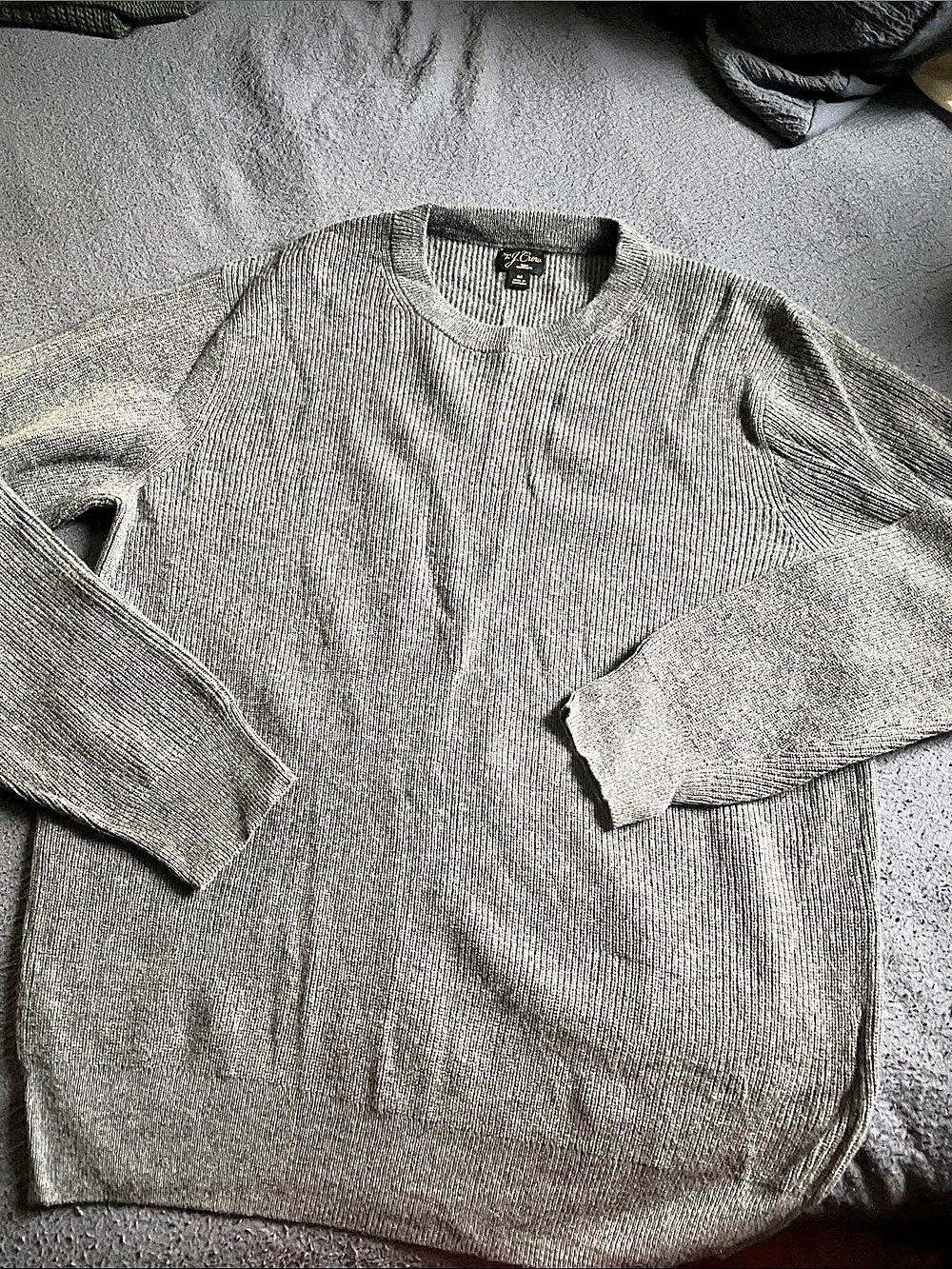 J.Crew Knit for J.Crew 100% Cashmere Ribbed Sweater Medium Gray